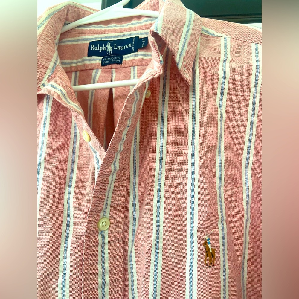 Ralph Lauren Red and White Casual Button Down Shirt
